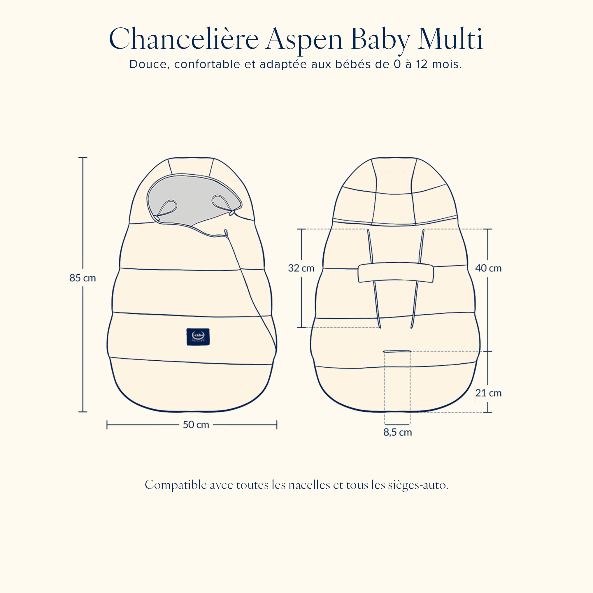 Chancelière pour poussette Baby Multi HEARTBEAT BEIGE