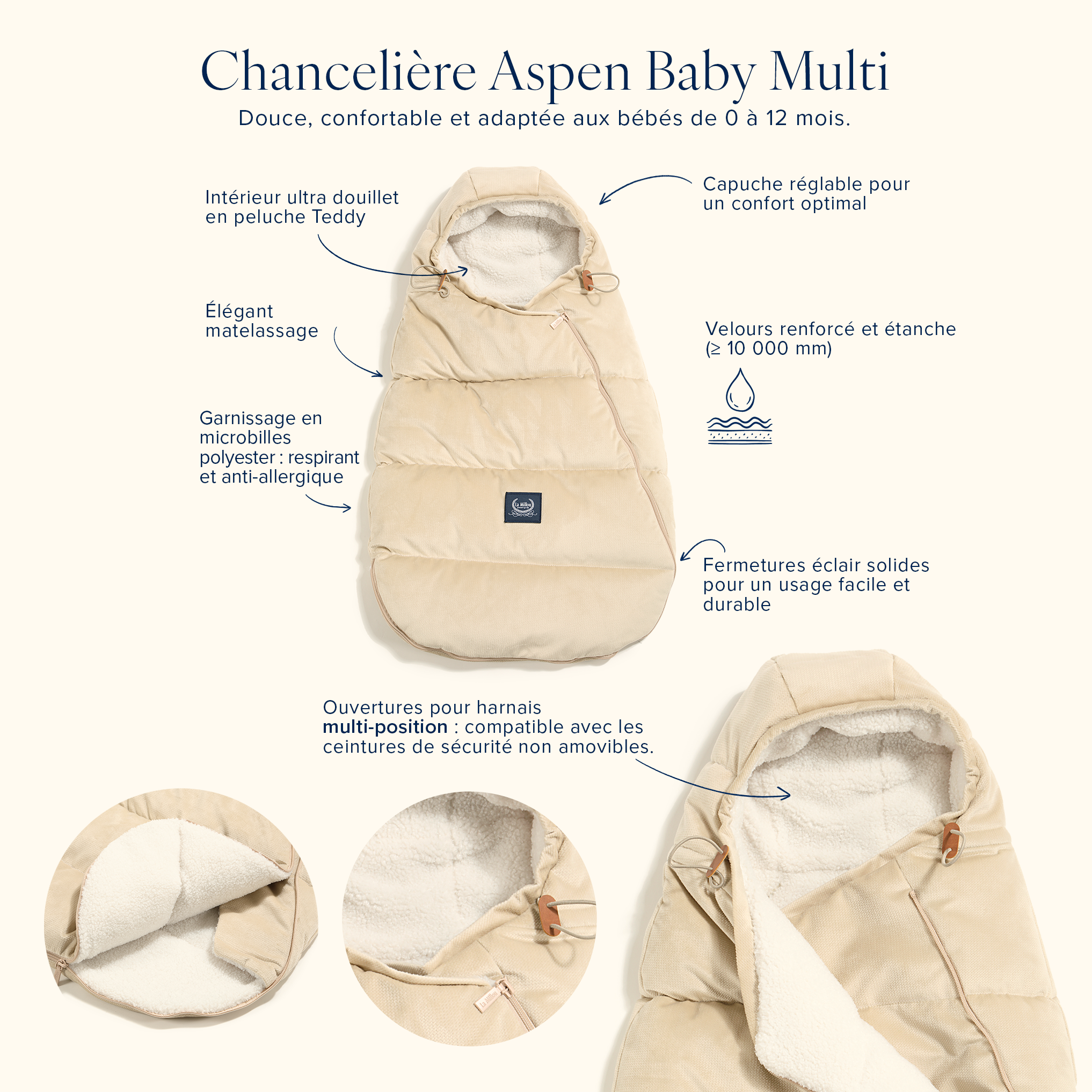 Chancelière pour poussette Baby Multi HEARTBEAT BEIGE