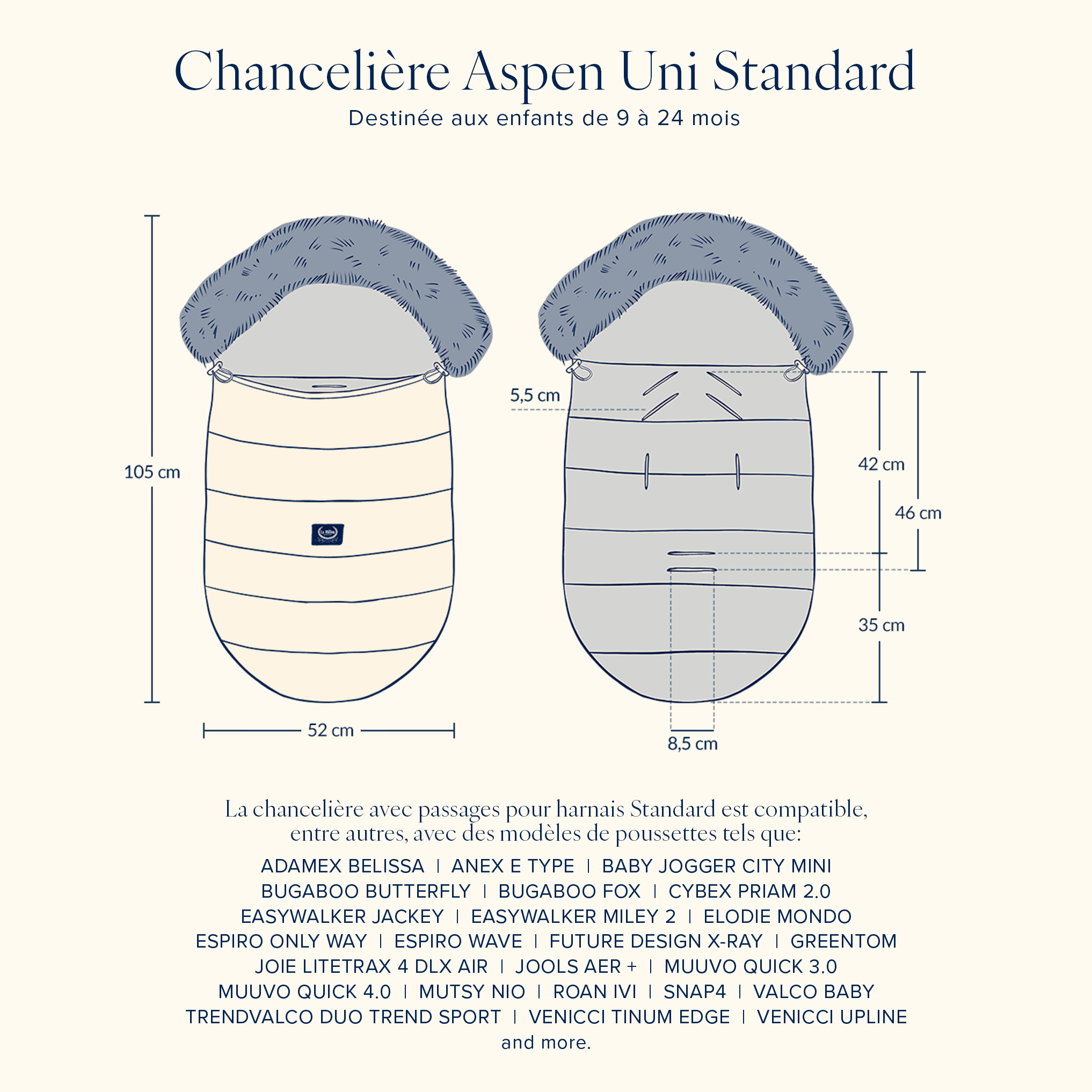 Chancelière pour poussette Uni KHAKI