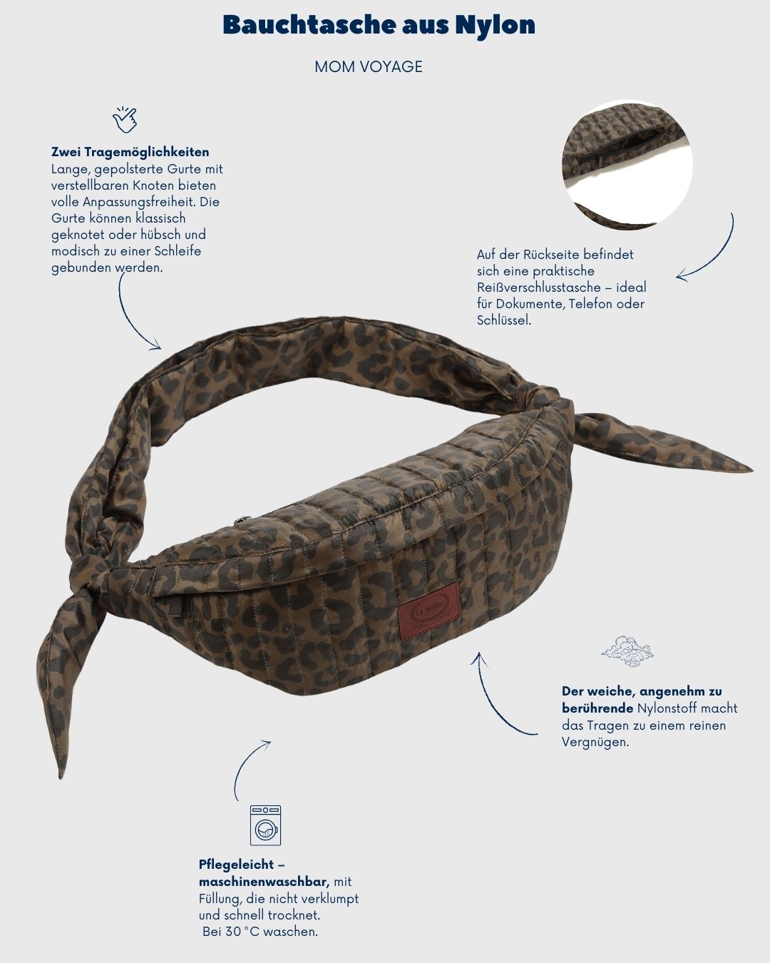 Bauchtasche aus Nylon LEOPARD CREAM by Magdalena Lamparska