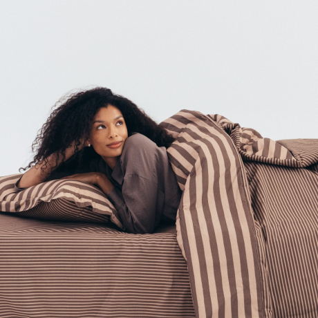 Komplet Pościeli Bawełnianej STRIPES BROWN-1437364353051 Komplet Pościeli Bawełnianej STRIPES BROWN-1437364353051