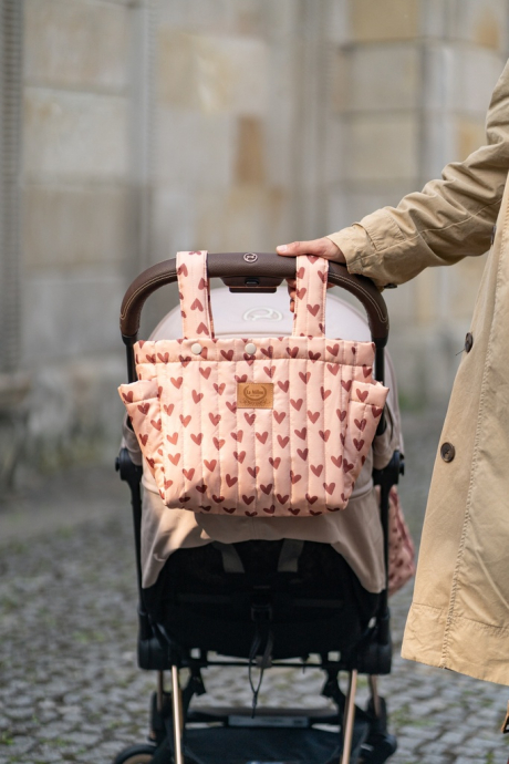 Organizer do wózka ortalion pikowany HEARTBEAT PINK-1089568192557