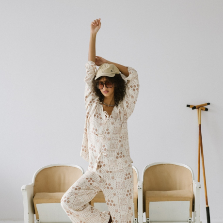 Piżama bambusowa BANDANA CREAM-1511124261748