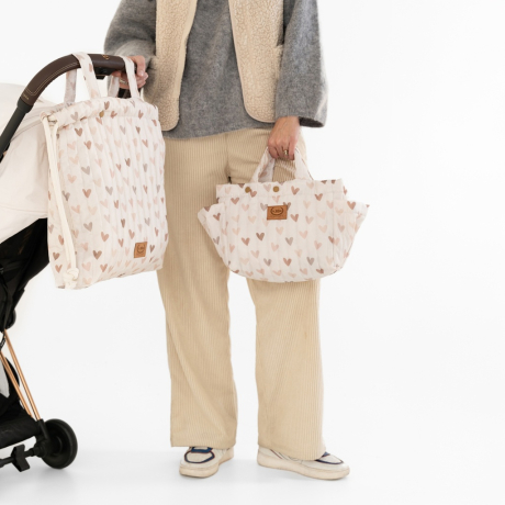Plecak do wózka ortalion pikowany HEARTBEAT BEIGE-1162673193561