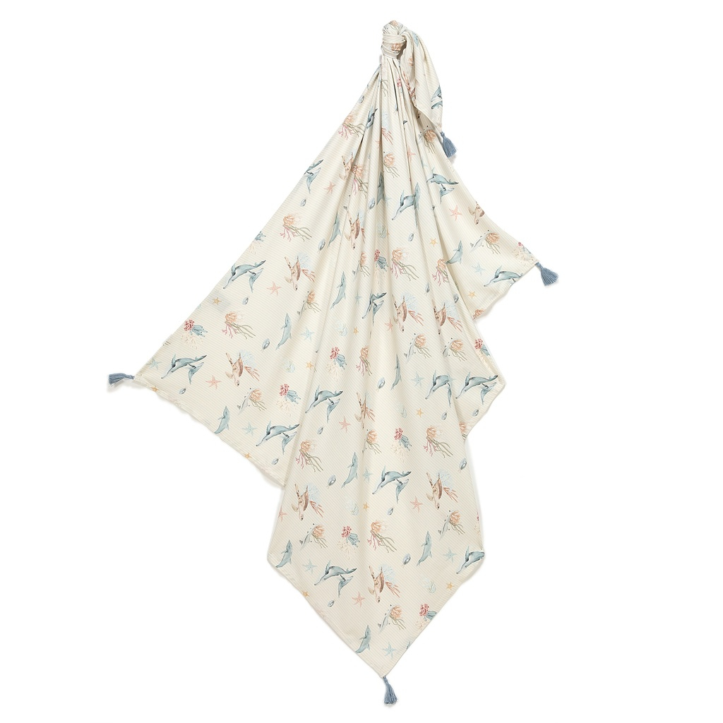 Bamboo Swaddle SEAWORLD by Magdalena Lamparska