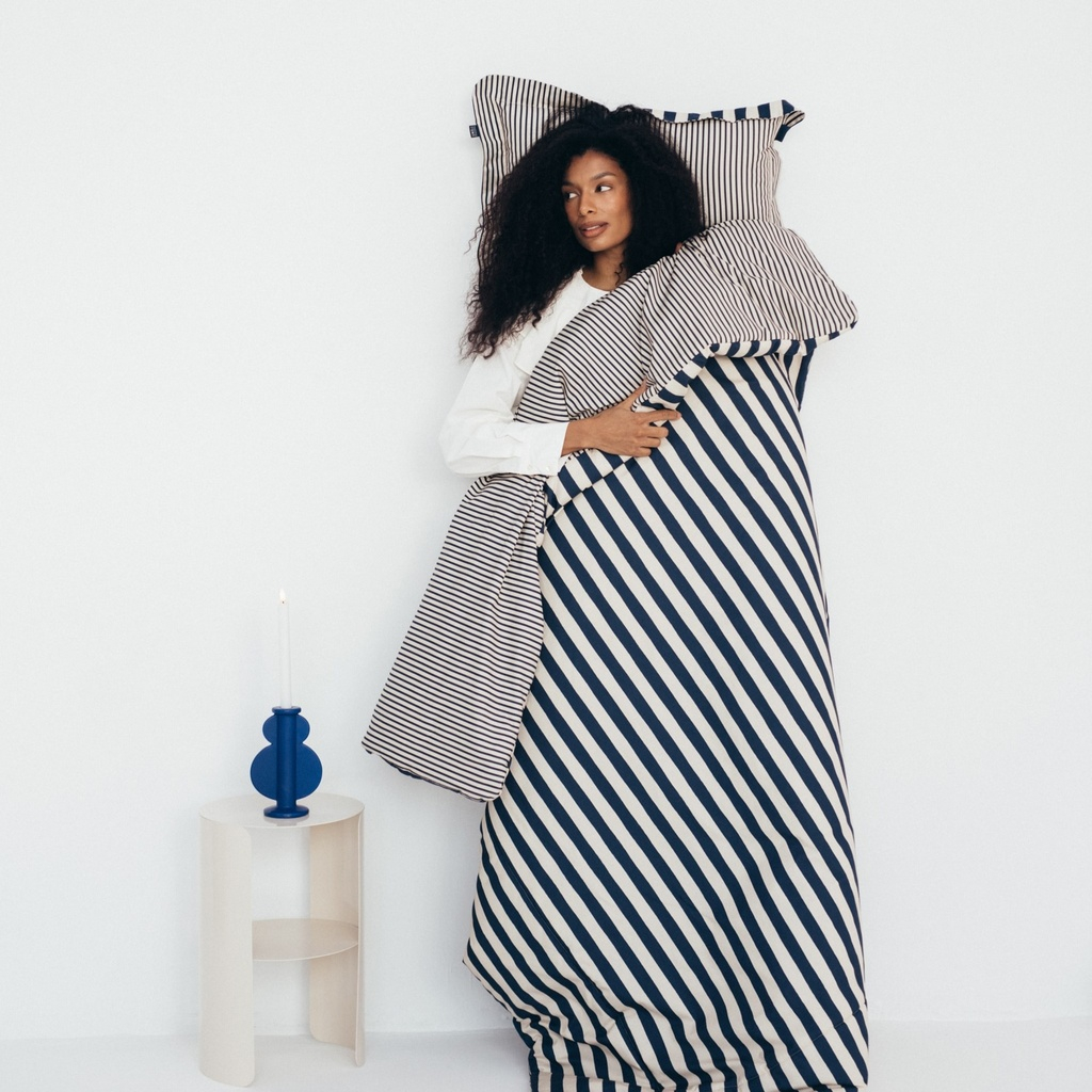 Cotton Bedding Set STRIPES NAVY