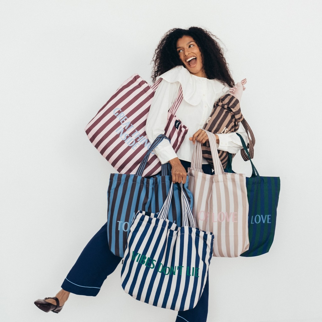 Shopper Bag L STRIPES PINK