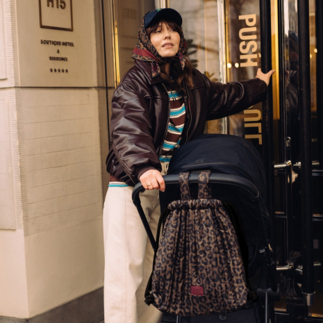 Plecak do wózka ortalion pikowany LEAPARD CHOCO by Magdalena Lamparska-1182794315032