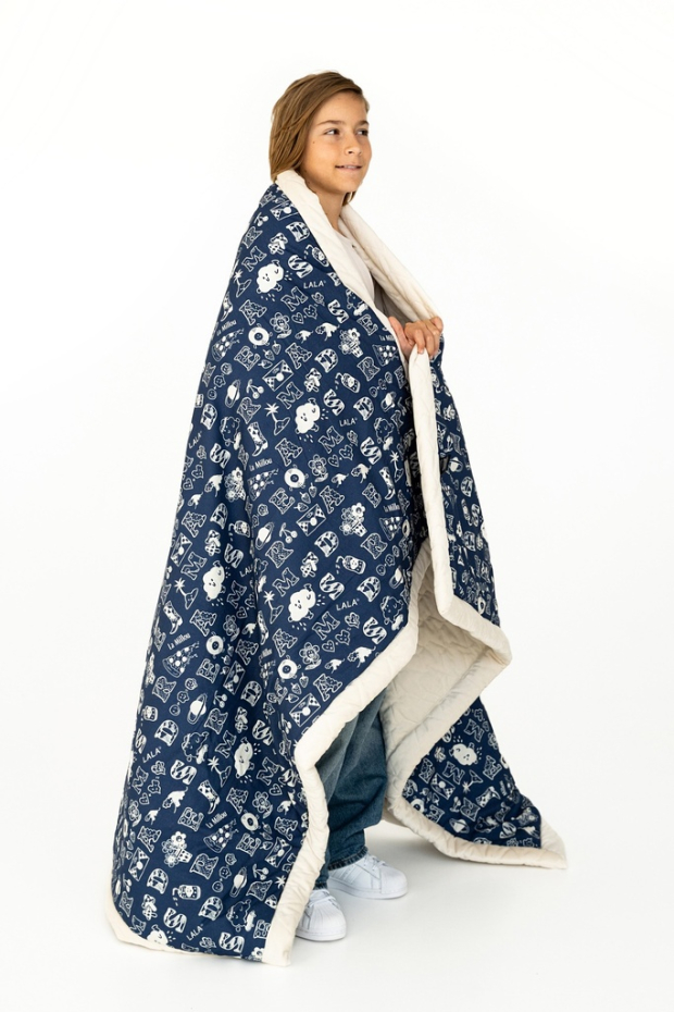 Ciepły Koc Velvet LA MILLOU X LALA DREAMS BLUE-1109991203615