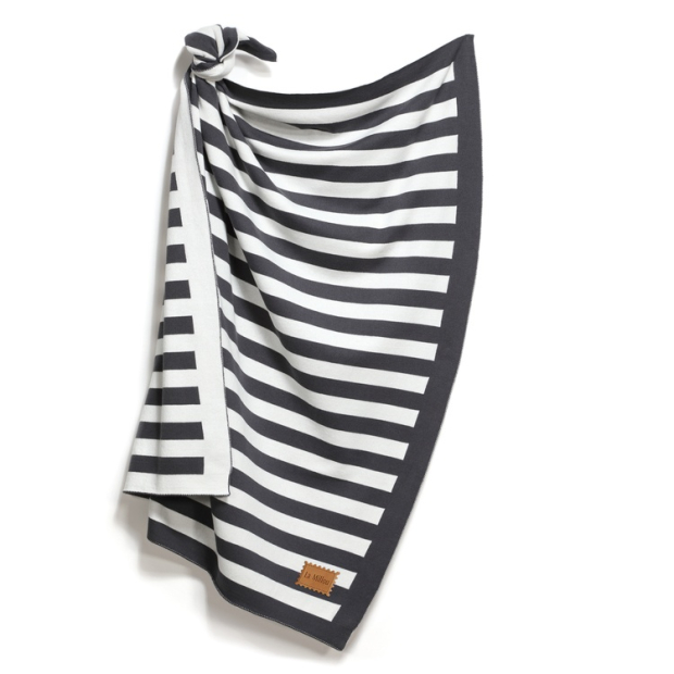 Lekki Koc Bawełniany Paski STONE GREY-378804