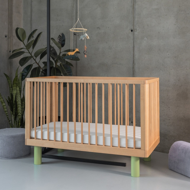 Łóżeczko dziecięce z barierką Junior NATURAL WOOD & GREEN-1319264292389 Łóżeczko dziecięce z barierką Junior NATURAL WOOD & GREEN-1319264292389