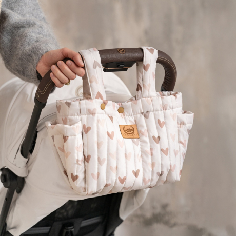 Organizer do wózka ortalion pikowany HEARTBEAT BEIGE-1156118258350