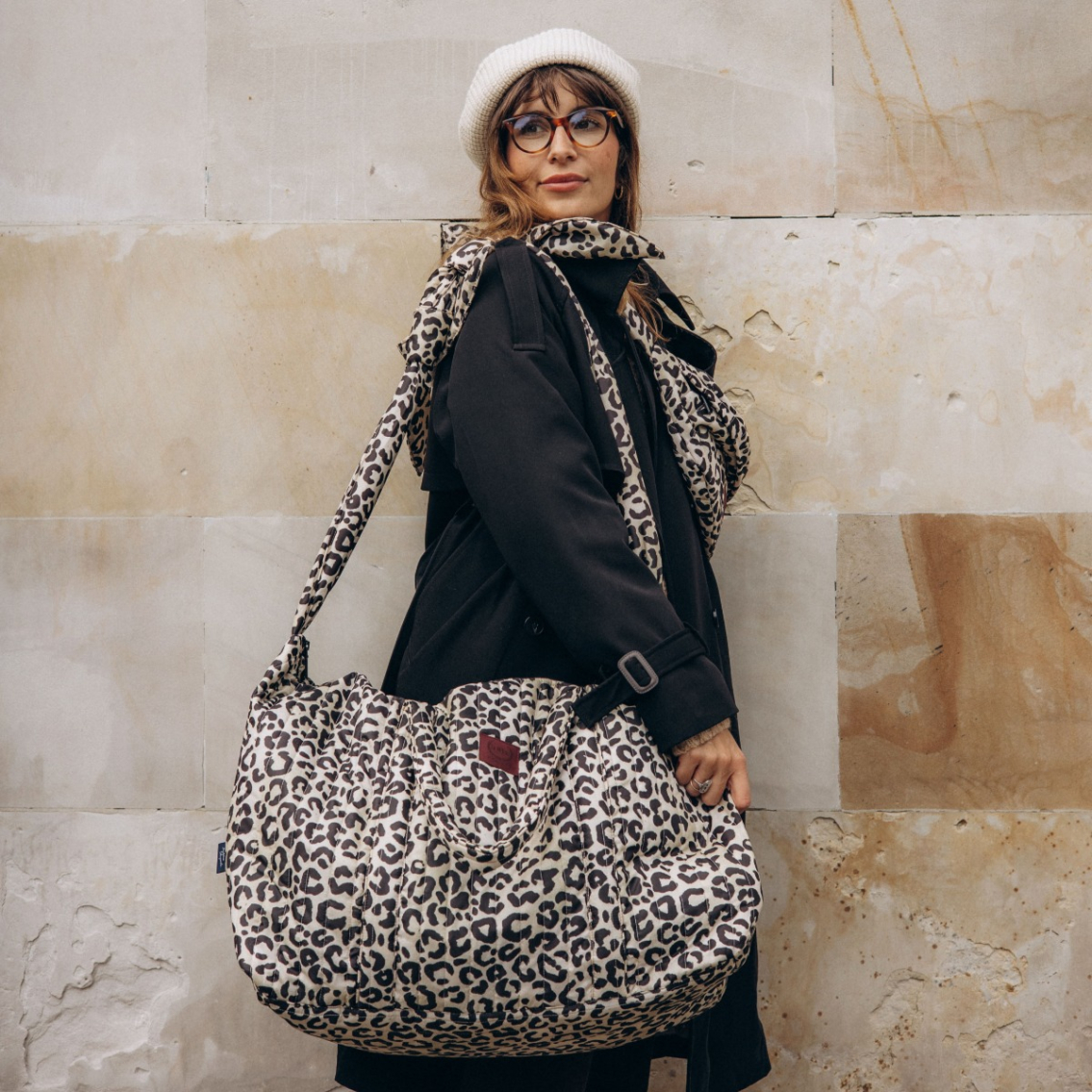 Weekend Bag Nylon LEOPARD CREAM by Magdalena Lamparska