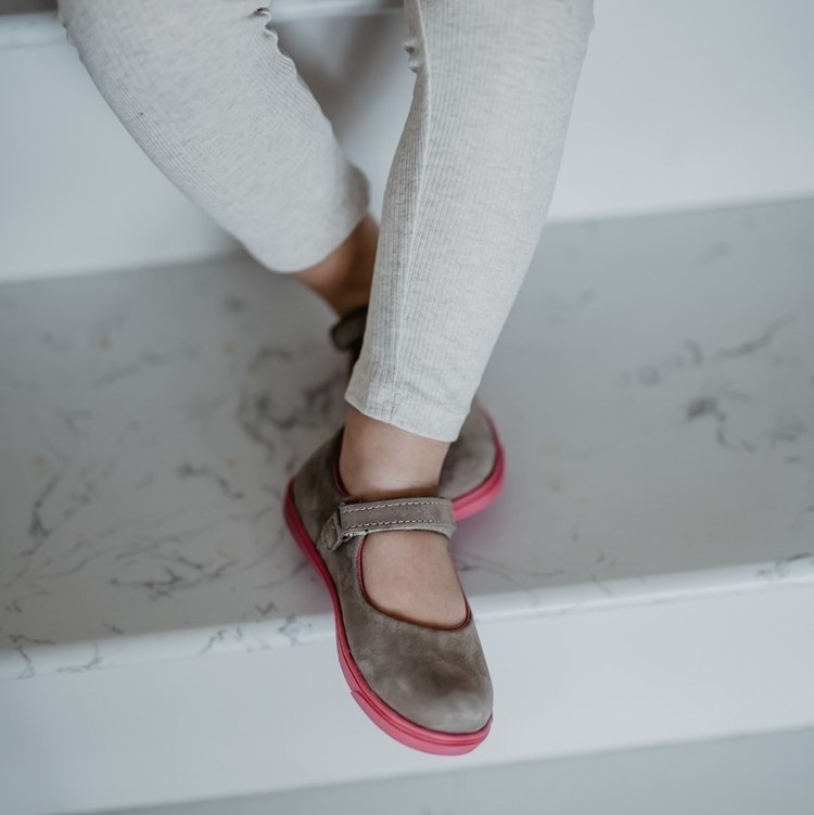 Leather Ballerina STONE