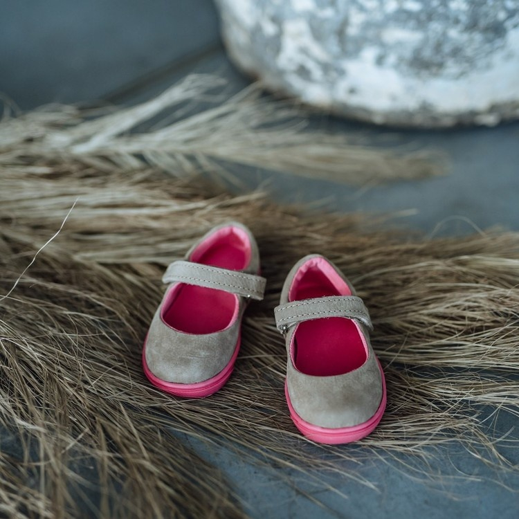 Leather Ballerina STONE