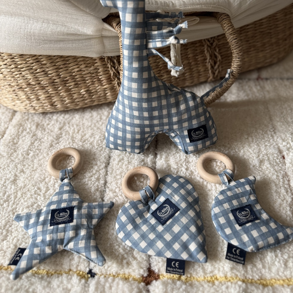 Teether Heart Cotton BERRY VICHY