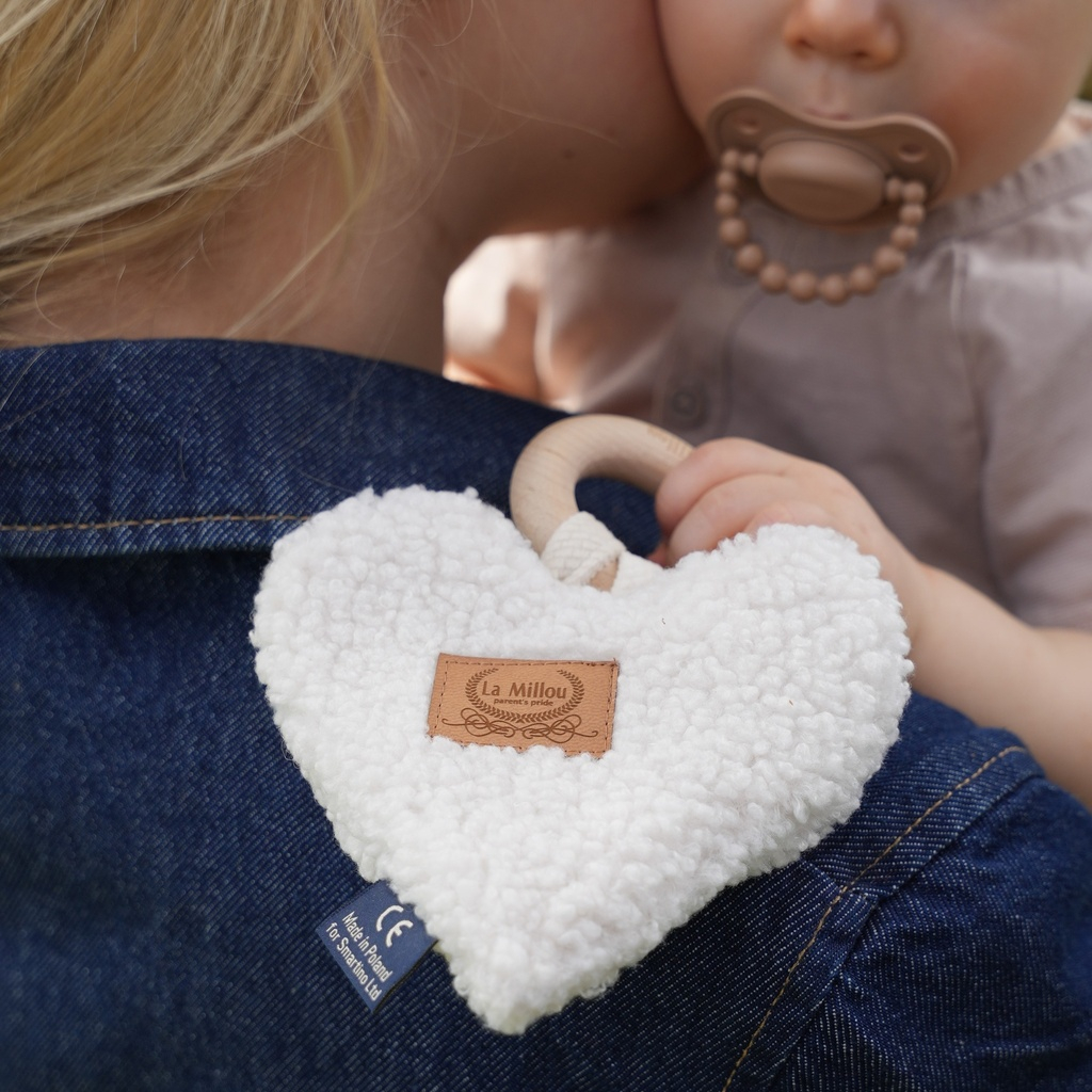 Teether Heart Teddy Bear CREAM