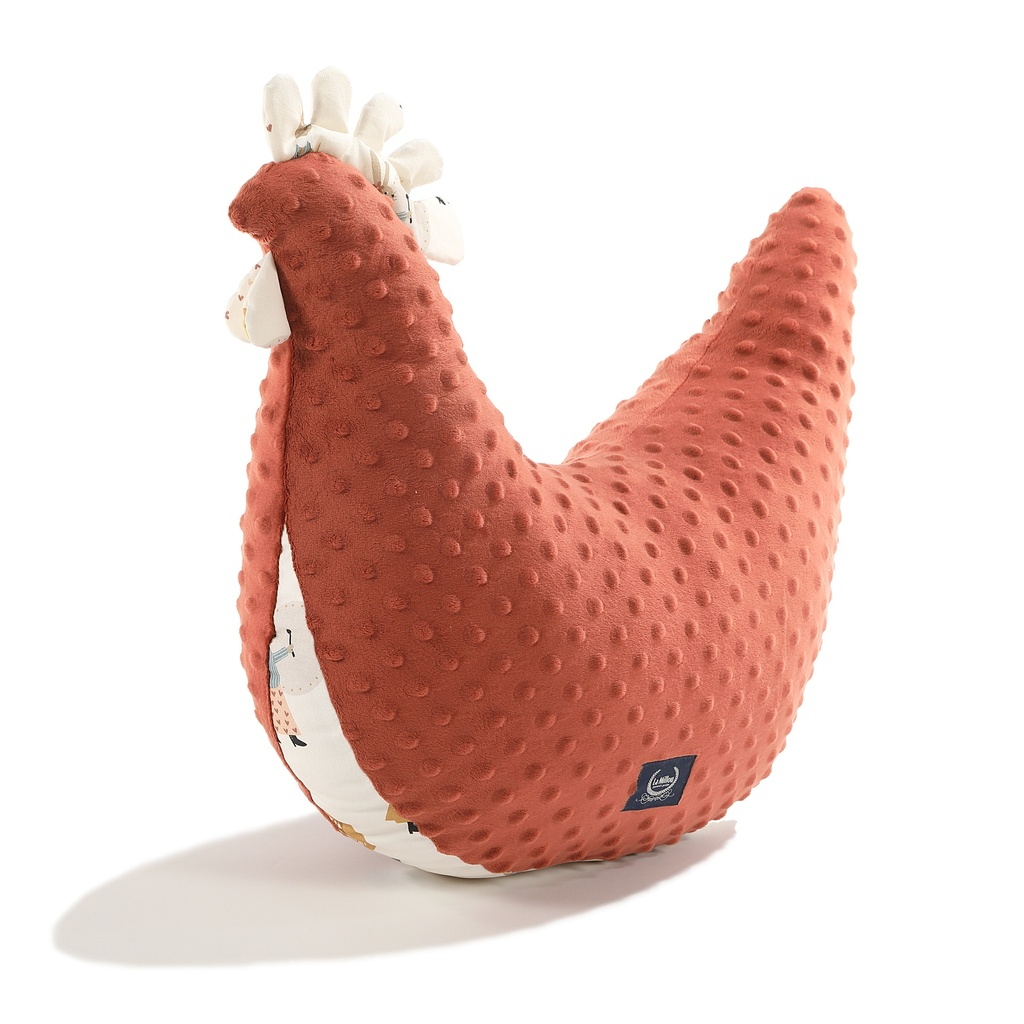 Grandma Dana's Hen Pillow Minky HEARTBEAT PINK MUSIC