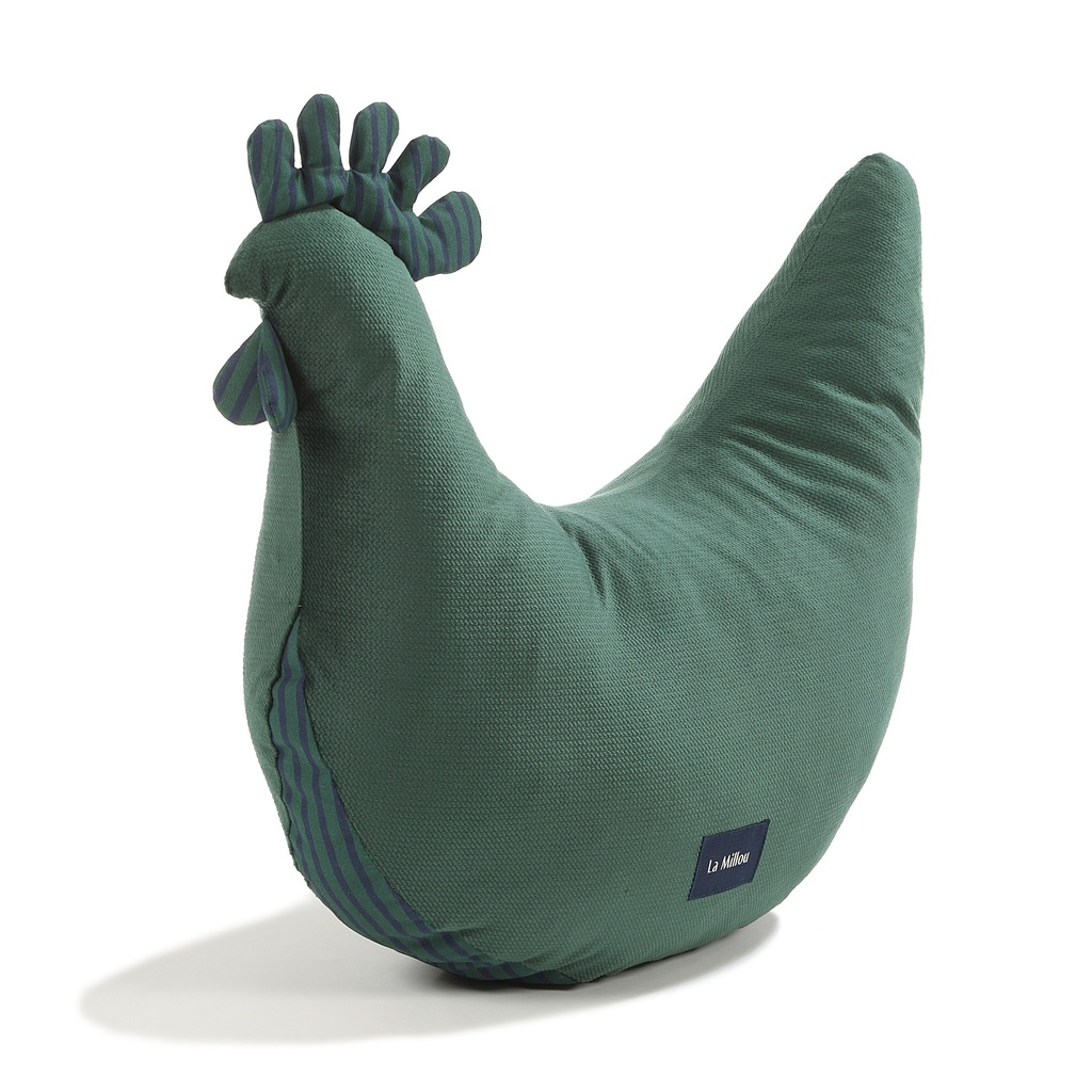 Grandma Dana's Hen Pillow Velvet Cotton STRIPES GREEN