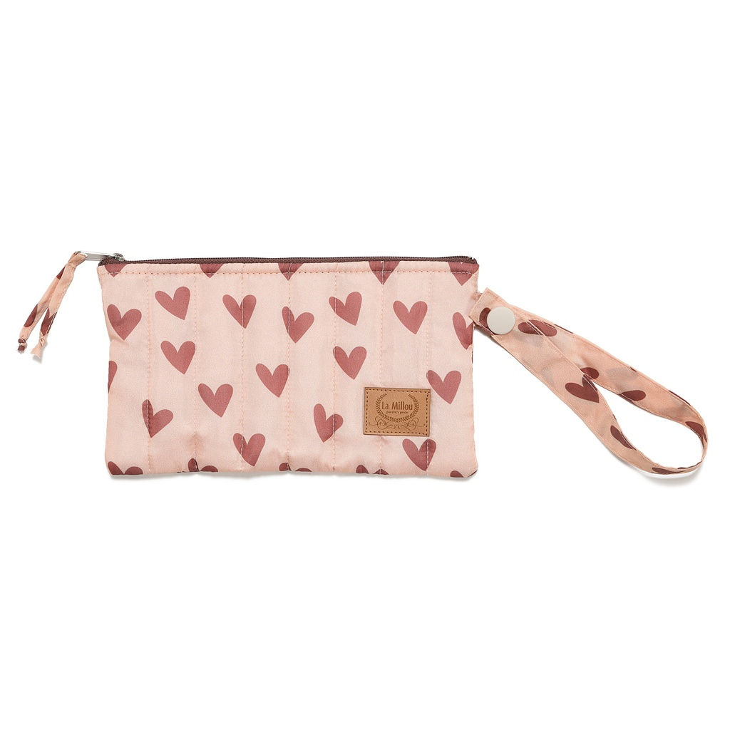Nylon Padded Pouch HEARTBEAT PINK