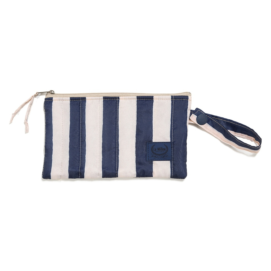 Nylon Padded Pouch STRIPES NAVY