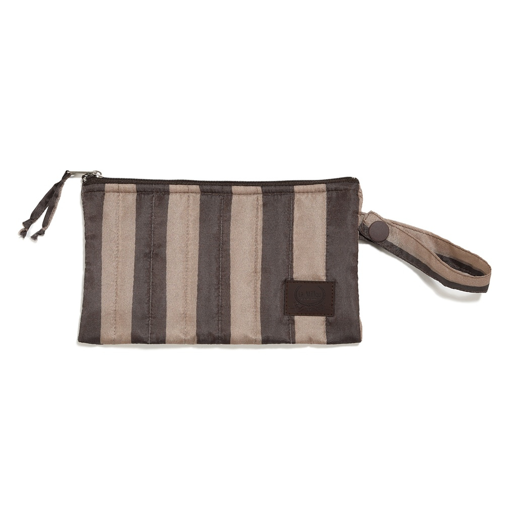 Nylon Padded Pouch STRIPES BROWN