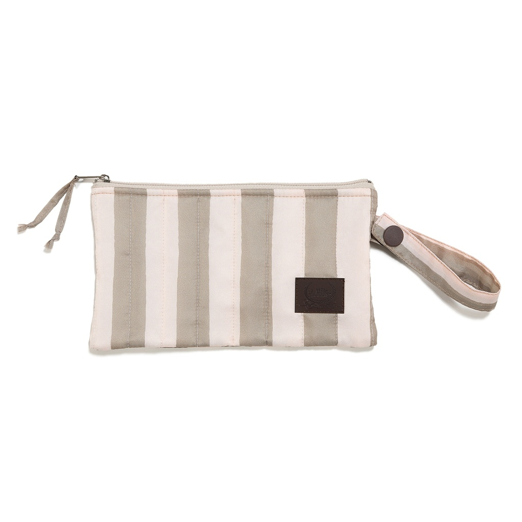 Nylon Padded Pouch STRIPES BEIGE