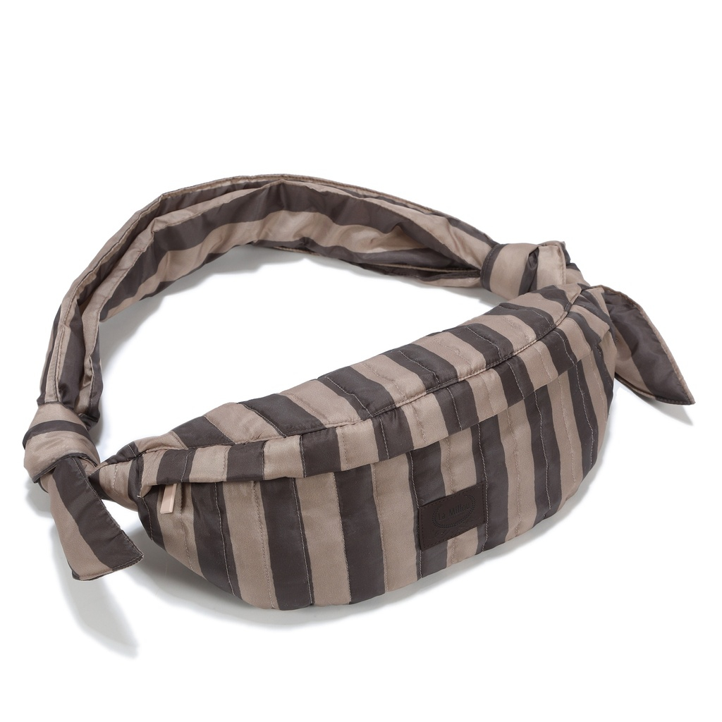 Nylon belt bag STRIPES BROWN