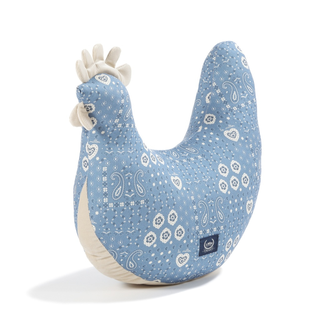 Grandma Dana's Hen Pillow Bamboo BANDANA DENIM