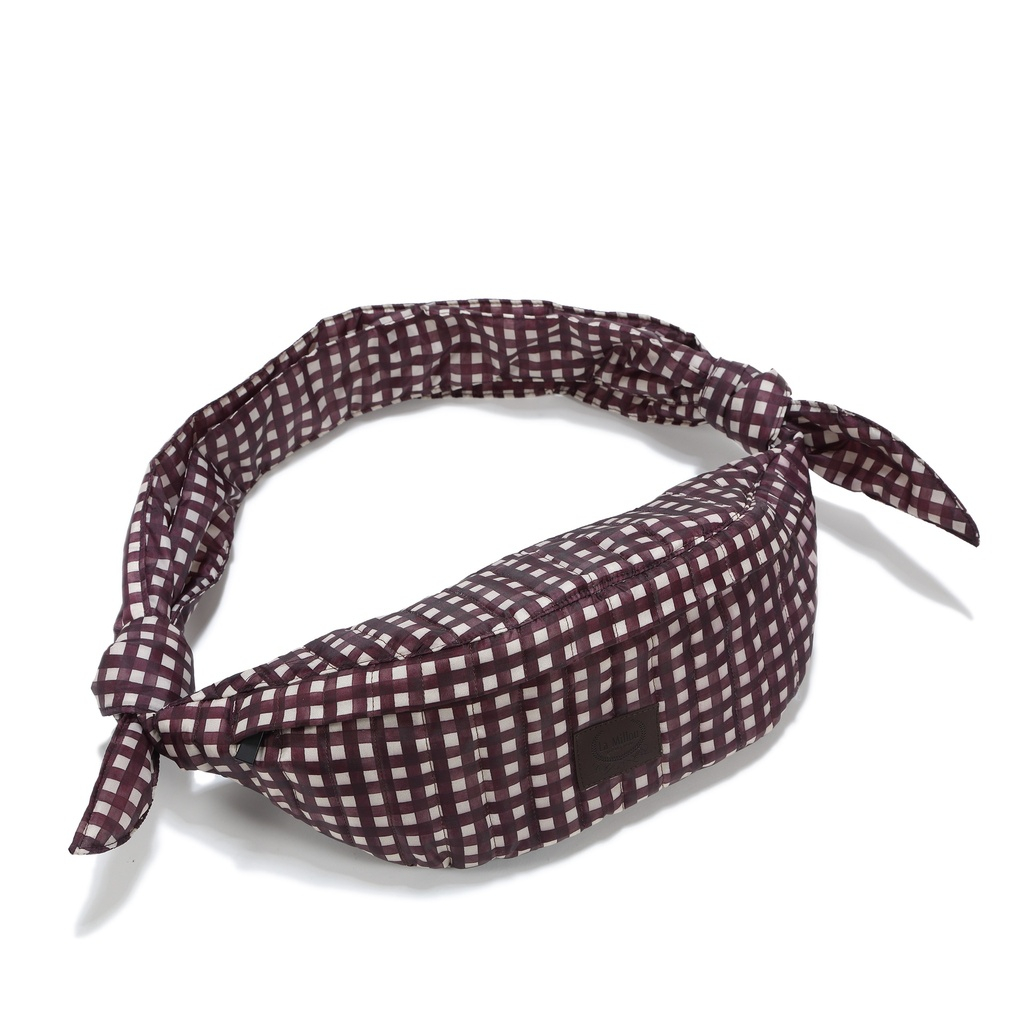 Nylon belt bag BURGUNDY VICHY