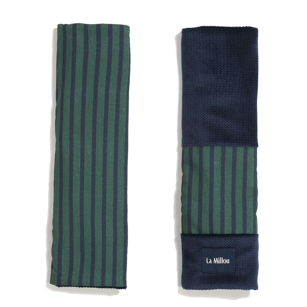Seatbelt Cover Cotton Velvet STRIPES GREEN