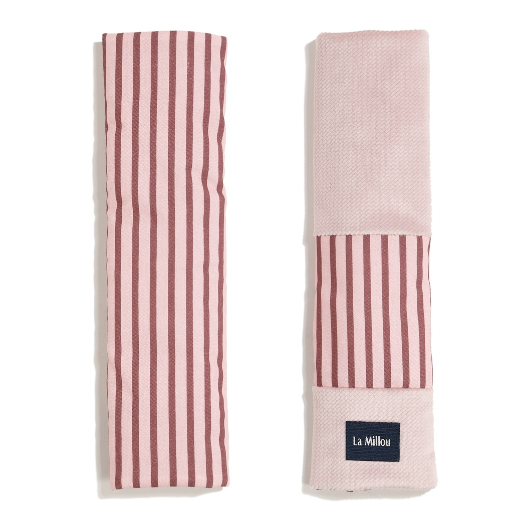 Seatbelt Cover Cotton Velvet STRIPES PINK