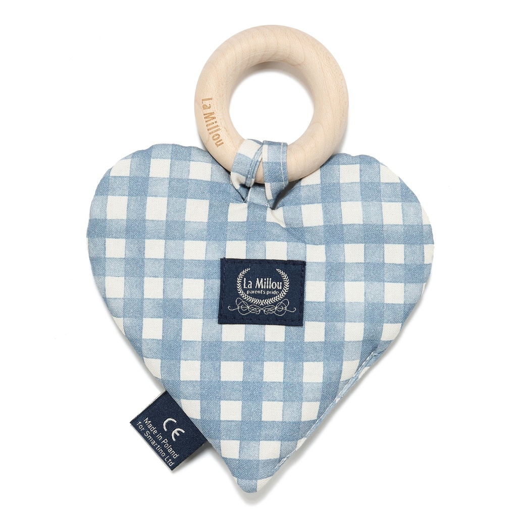 Teether Heart Cotton BERRY VICHY