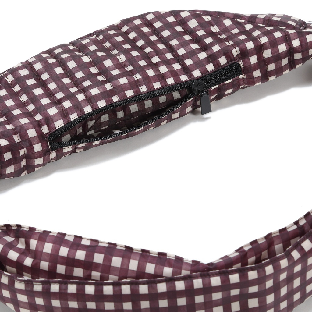 Nylon belt bag BURGUNDY VICHY