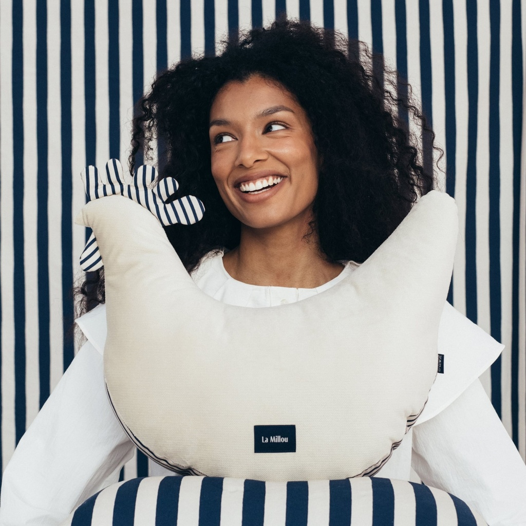 Poduszka Kura Babci Dany Velvet Bawełna STRIPES NAVY