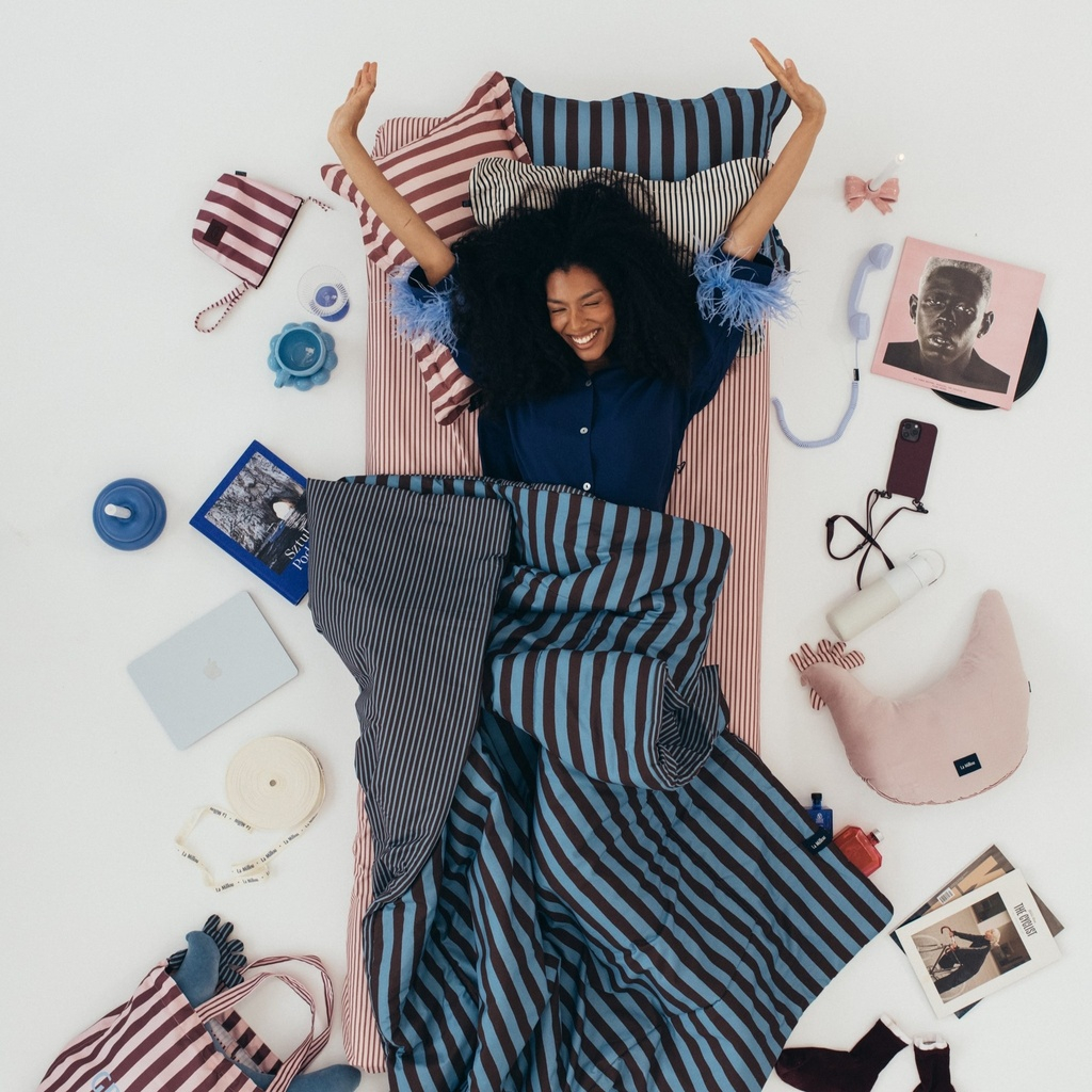 Poduszka Kura Babci Dany Velvet Bawełna STRIPES PINK