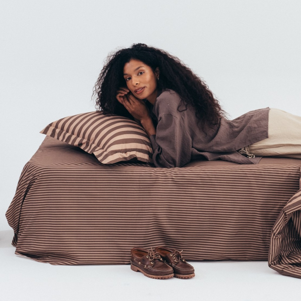 Sleeping Pillow Cotton STRIPES BROWN