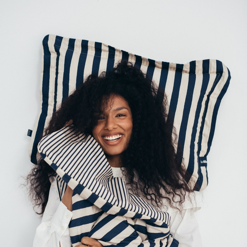 Sleeping Pillow Cotton STRIPES NAVY
