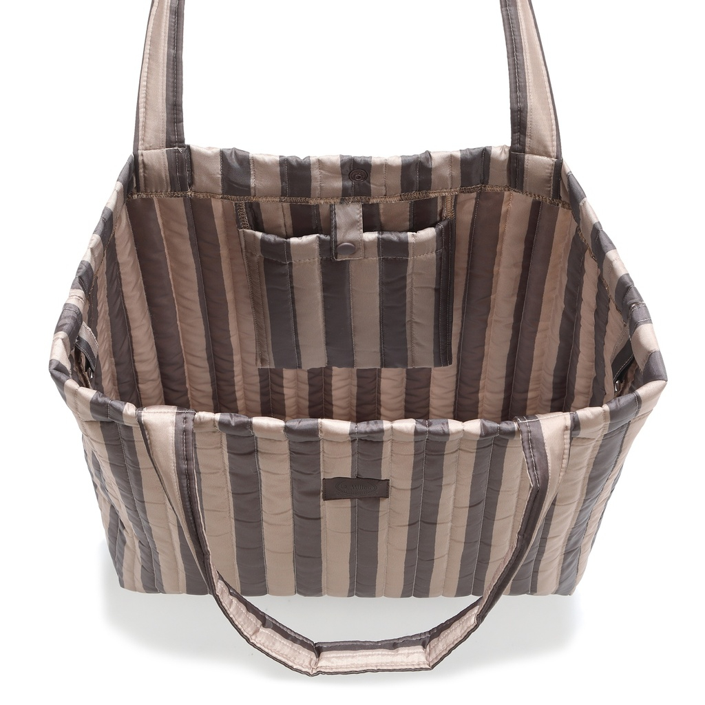 Shopper Bag Nylon STRIPES BROWN