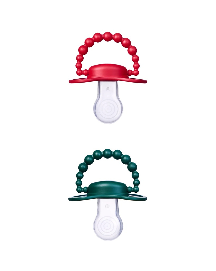 Set Positioning Pacifiers HOLY GREEN and SANTA RED