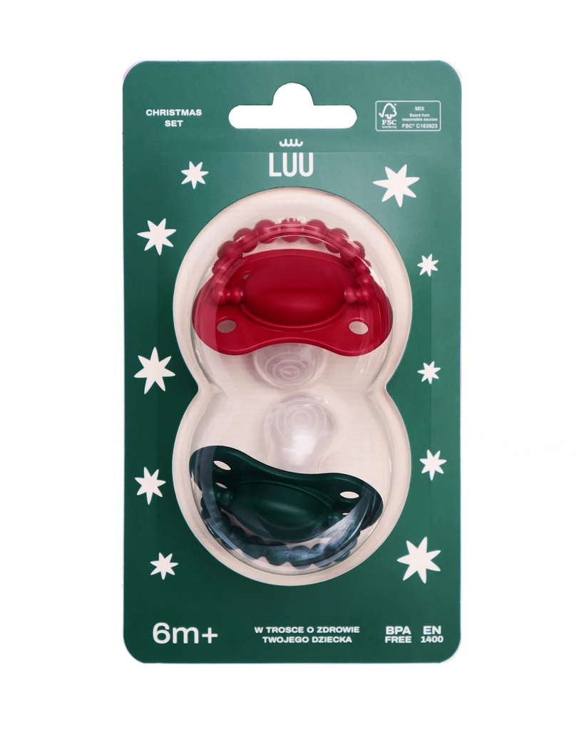 Set Positioning Pacifiers HOLY GREEN and SANTA RED