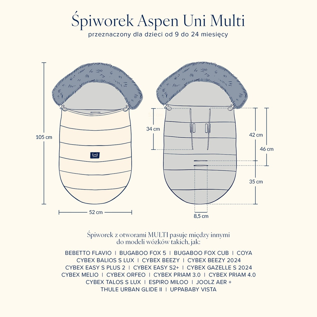 Footmuff Uni Multi LEOPARD CREAM by Magdalena Lamparska
