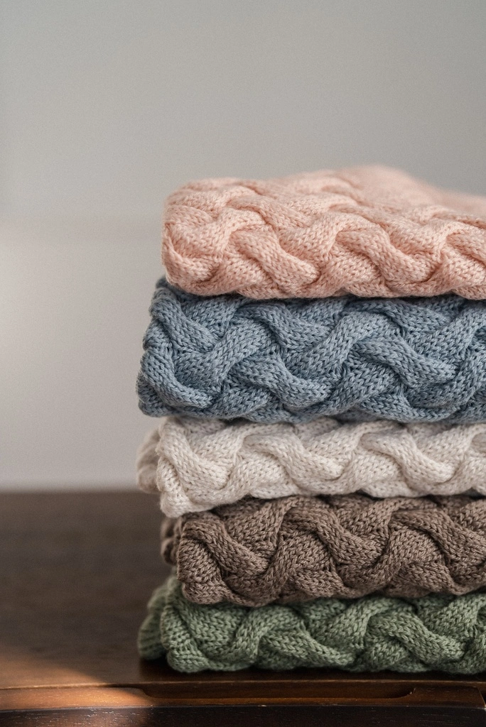 warme decke merino 100% stoned blue